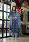 Blue Embroidery Viscose Rayon Kurta, Pant And Dupatta Set