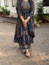 Alvami Women's Blue Printed Viscose Anarkali Kurta Pant With Dupatta Set