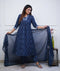 Blue Anarkali Kurta And Pant Set With Dupatta