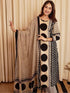 Alvami Women's Black & Beige Printed Viscose Straight Kurta Set with Dupatta | Trendy Ethnic Wear