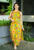 Alvami Women Yellow Floral Printed Viscose A-Line Sleeveless Kurta with Palazzo Set