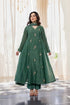 Alvami Women Green Embroidered Silk Anarkali Kurta Pant with Dupatta Set