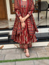 Alvami Women's Red Printed Viscose Anarkali Kurta Pant With Dupatta Set
