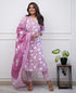 Viscose Floral Printed Pink Kurta And Pant Set With Dupatta