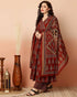 Viscose Black A-Line Kurta And Pant Set With Dupatta
