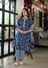 Blue Embroidery Viscose Rayon Kurta, Pant And Dupatta Set