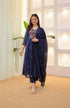 Alvami Women's Blue Embroidered Silk Anarkali Suit Set with Dupatta | Premium Festive Ethnic Wear