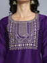 Purple Embroidery silk Kurta And Pant Set With Dupatta