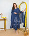 Alvami Women’s Blue Viscose A-Line Kurta with Floral Design & Pant With Dupatta Set