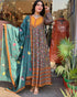 Alvami Women’s Viscose Floral Printed Anarkali Kurta Pant with Dupatta Set