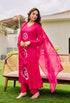 Alvami Women Pink Printed Viscose A-Line Kurta Pant With Dupatta Set