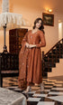 Alvami Women Orange Embroidered Silk Anarkali Kurta Pant with Dupatta Set