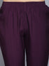 Wine Embroidery silk Kurta And Pant Set With Dupatta