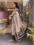 Alvami Women Black&Beige Viscose Printed Straight Kurta Set with Printed Palazzo Pants & Dupatta