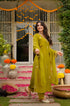 Alvami Women's Green Embroidered Silk Straight Kurta Pant with Dupatta set