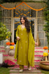 Alvami Women's Green Embroidered Silk Straight Kurta Pant with Dupatta set