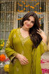 Alvami Women's Green Embroidered Silk Straight Kurta Pant with Dupatta set