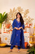 Alvami Women's Blue Embroidered Silk Straight Kurta Pant with Dupatta set