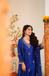 Alvami Women's Blue Embroidered Silk Straight Kurta Pant with Dupatta set