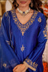 Alvami Women's Blue Embroidered Silk Straight Kurta Pant with Dupatta set