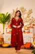 Alvami Women's Red Embroidered Silk Straight Kurta Pant with Dupatta set
