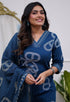 Alvami Women's Blue Viscose Printed Straight Kurta Pant with Dupatta Set