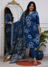 Alvami Women's Blue Viscose Printed Straight Kurta Pant with Dupatta Set