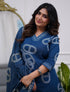 Alvami Women's Blue Viscose Printed Straight Kurta Pant with Dupatta Set