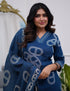 Alvami Women's Blue Viscose Printed Straight Kurta Pant with Dupatta Set