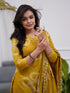 Alvami Women's Yellow Viscose Printed Straight Kurta Pant with Dupatta Set