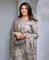 Alvami Women's Grey Printed Viscose Straight Kurta Pant With Dupatta Set