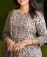 Alvami Women's Grey Printed Viscose Straight Kurta Pant With Dupatta Set
