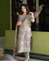 Alvami Women's Grey Printed Viscose Straight Kurta Pant With Dupatta Set