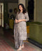 Alvami Women's Grey Printed Viscose Straight Kurta Pant With Dupatta Set