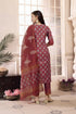 Alvami Women's Maroon Printed Straight Kurta Pant Set with Dupatta
