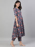 Viscose Floral Printed Blue Kurta And Pant Set With Dupatta