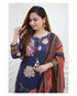 Blue Printed Viscose Rayon Kurta, Sharara And Dupatta Set