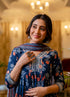 Women Blue Printed Viscose Rayon Kurta, Pant And Dupatta Set