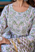 White Printed Pure Cotton Kurta And Pant Set