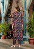 Navy Blue Embroidery Viscose Rayon Kurta, Pant And Dupatta Set