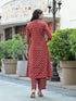 Red Embroidery Viscose Rayon Kurta, Pant And Dupatta Set