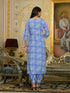Blue Embroidery Viscose Rayon Kurta, Pant And Dupatta Set