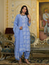 Blue Embroidery Viscose Rayon Kurta, Pant And Dupatta Set