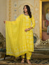 Yellow Embroidery Viscose Rayon Kurta, Pant And Dupatta Set