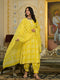 Yellow Embroidery Viscose Rayon Kurta, Pant And Dupatta Set