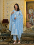 Blue Embroidery Viscose Rayon Kurta, Pant And Dupatta Set