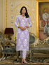 Purple Embroidery Viscose Rayon Kurta, Pant And Dupatta Set