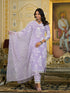 Purple Embroidery Viscose Rayon Kurta, Pant And Dupatta Set
