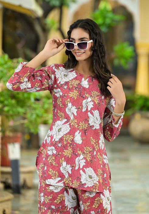 Alvami Women Floral Printed Cotton Cord Set