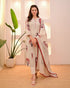 Alvami Women's Off White Printed Viscose Straight Kurta Pant with Dupatta Set